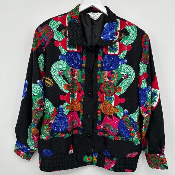 Vintage Bomber Jacket Coat Size Medium Pockets Satin Tan Jay 100% Polyester USA - Picture 12 of 12